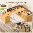 thumbnail image 7 of Fluted 70.9" L Shaped Computer Desk with 3 Drawers and Storage Cabinet, 7 of 7