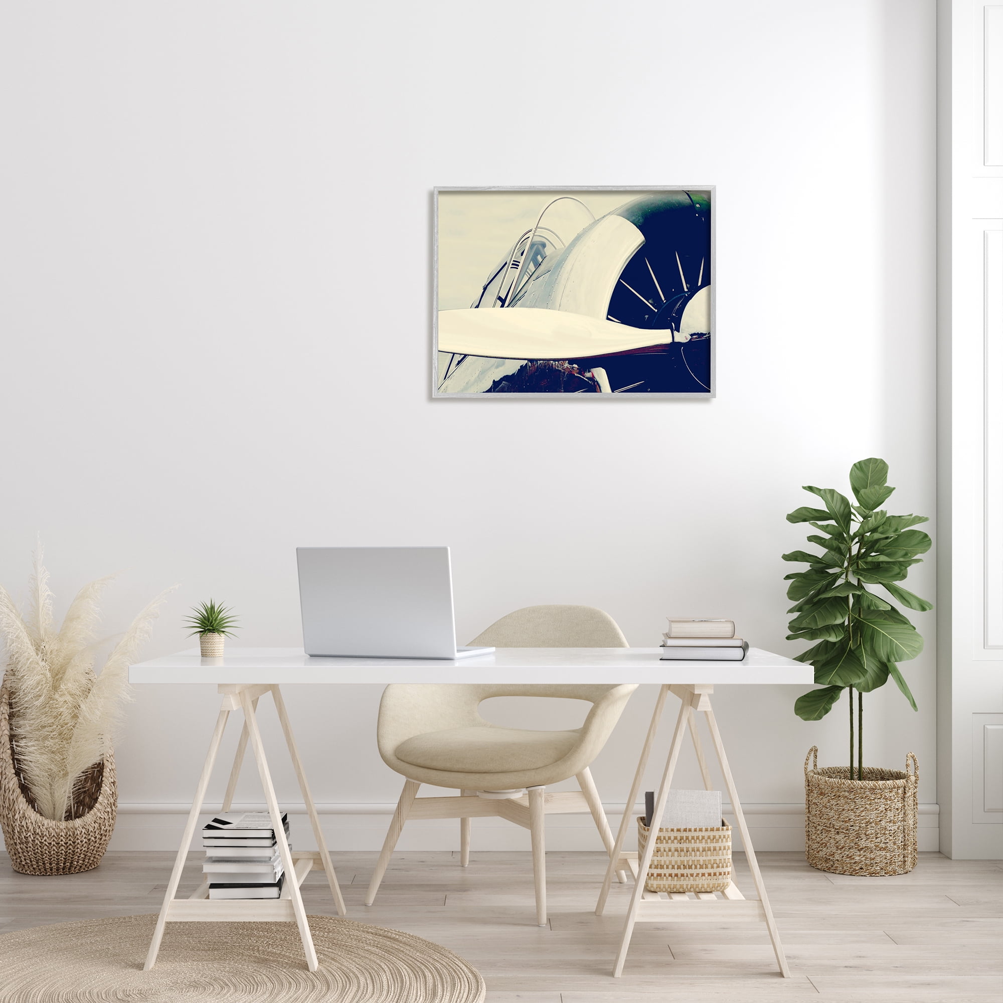 Stupell Industries Plane Propeller Close Up Modern Industrial Transportation Photography Gray Framed Art Print Wall Art, 24 x 30