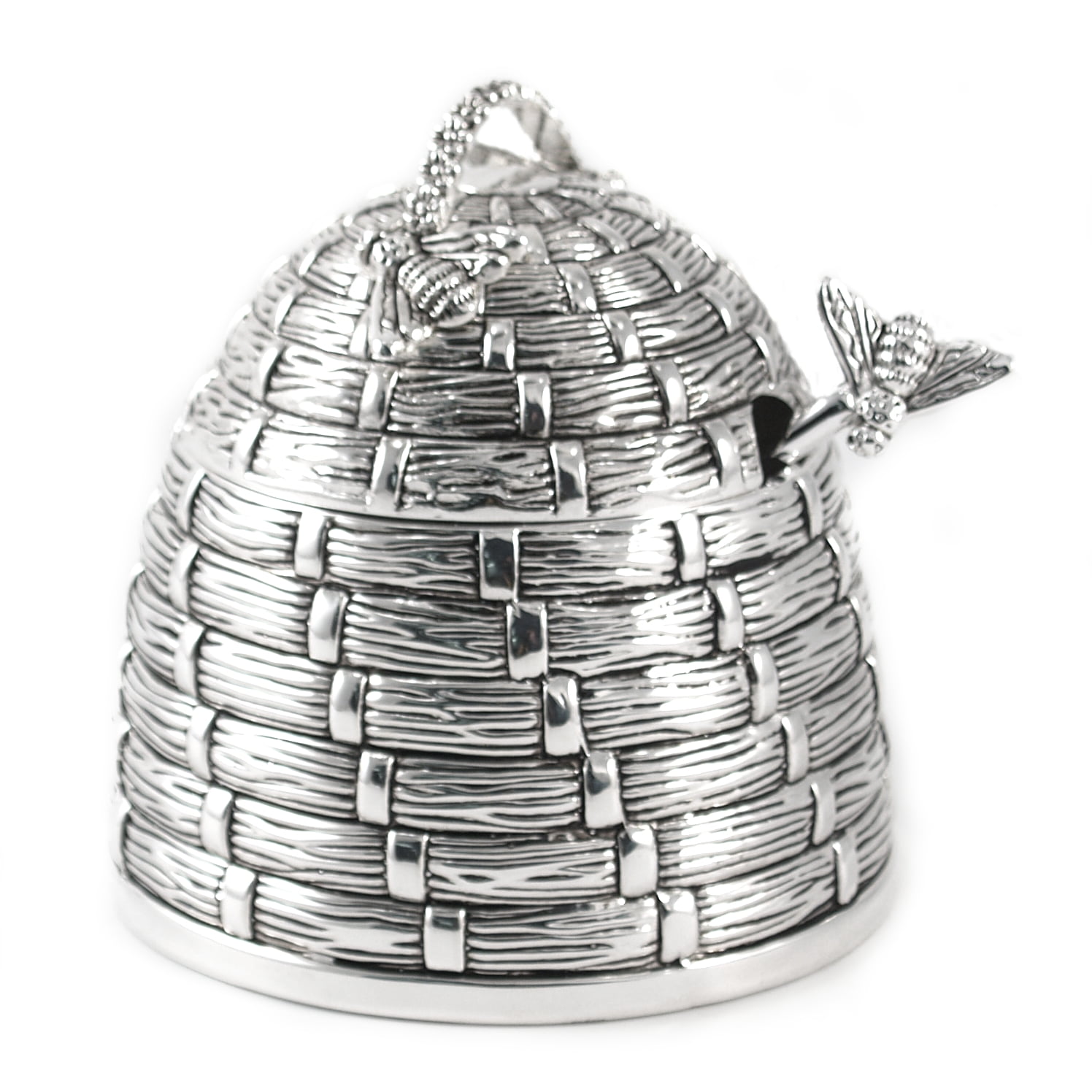 Godinger Silver Plated Beehive Honey Jar with Spoon