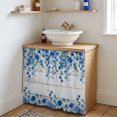thumbnail image 4 of Spring Blue Floral Cabinet Curtains 35"W x 35"L, Farmhouse Weeping Floral Leaves Wood Sink Skirt for Bathroom Vanity Kitchen Self Adhesive, Dust-Proof Privacy Curtain for Shelves Closet Pantry, 4 of 9