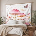thumbnail image 3 of Pink Mushroom Tapestry for Bedroom Wall Hanging Tapestry, Spring Botanical Elegant Summer Floral Ceiling Backdrop Tapestries Poster Blanket Wall Decor for Teens Room Living Room Dorm 51" x 59", 3 of 8