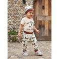 thumbnail image 5 of BemeyourBBs Newborn Baby Boy Duck Hunting Outfit Infant Baby Boys Spring Summer Fall Clothes Cute Duck Letters Print Short Sleeve Romper Long Pants and Knotted Hat 3 Piece Set, 5 of 9