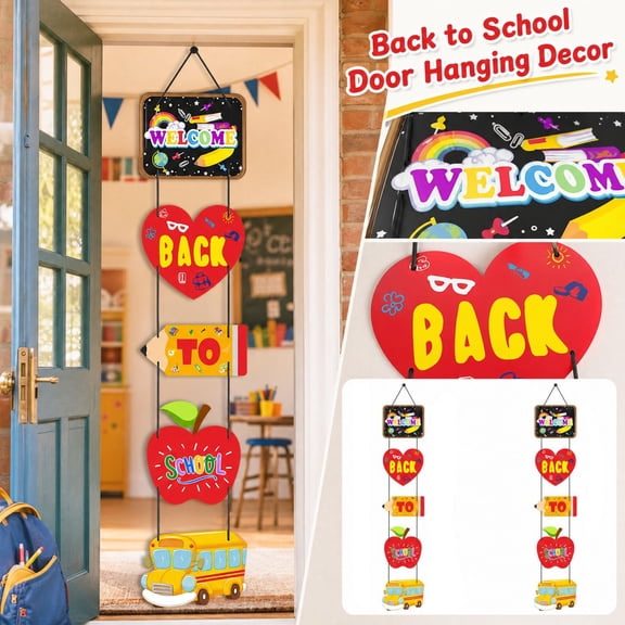 2 Pack, Welcome Back to School Decorations Door Decorations for School 47 Inch Hanging Door Decorations Back to School Party Decorations for of School Classroom and Porch, 10