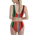 thumbnail image 3 of Vsdgher Womens High Waisted Bikini Sets Two Piece Swimsuit Mexican Serape Blanket Stripes Print Tummy Control Bathing Suit-Medium, 3 of 8