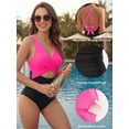 thumbnail image 4 of MOYIKO One Piece Swimsuits for Women Tummy Control High Waisted Bathing Suit Sexy V Neck Wrap Tie Back 1 Piece Swimsuit, 4 of 7