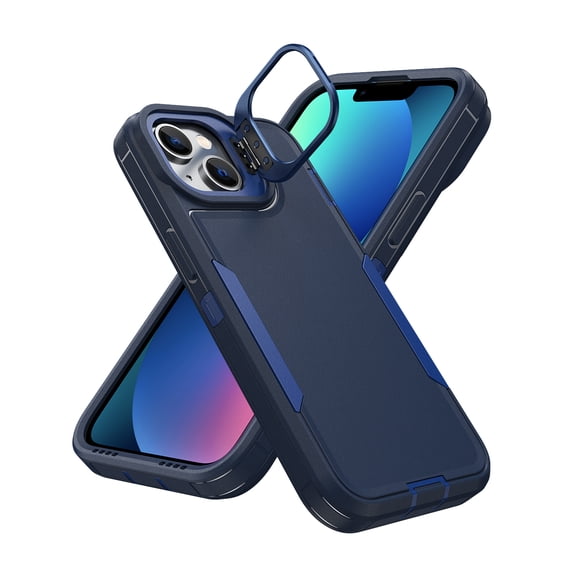 Rugged Case For iPhone 16 Case, Military Grade Drop Tested Heavy Duty Kickstand Shockproof Protective Phone Cover with Matte Finish Dual Layer Hybrid Hard PC & Soft TPU Bumper,Blue