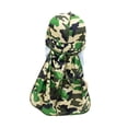 thumbnail image 3 of Gorro tipo bandana de seda con diseño de calavera, de cola larga, transpirable y de imitación de seda. Verde, 3 of 9