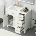 thumbnail image 3 of Dasun 36" Bathroom Vanity with Sink Top, Bathroom Vanity Cabinet with Two Doors and Three Drawers, Solid Wood , MDF Boards ,One Package, Off White, 3 of 5