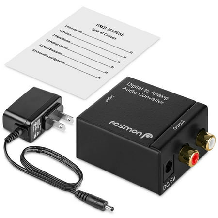 Fosmon Digital Optical Coax to Analog RCA Audio Converter