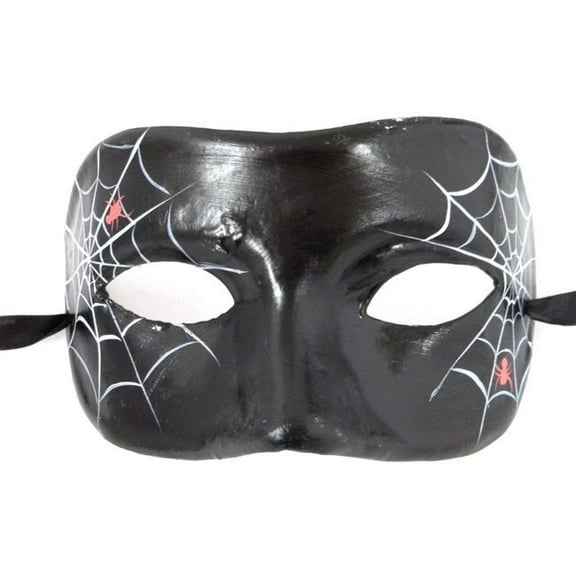 Black Spider Web Masquerade Paper Mache Mardi Gras Halloween Ball Mask