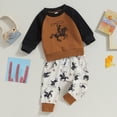 thumbnail image 5 of UACY Baby Boy Western Outfit Set - Cowboy Print Sweatshirt Pullover Top and Jogger Pants, 2 Piece Clothes (Yellow, 6-12 Months), 5 of 8