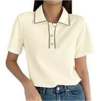SHTXOZHI Womens Short Sleeve Golf Shirts Business Work Button Collared Tops Summer Dressy Casual Shirts
