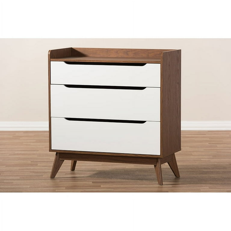 Baxton Studio Brighton Mid-Century Modern White and Walnut Wood 3-Drawer Storage Chest Baxton Studio Brighton Mid-Century Modern White and Walnut Wood 3-Drawer Storage Chest