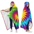 thumbnail image 2 of Wearable Blanket,Colorful Rainbow Tie Dye Spiral Pattern Hooded Wearable Flannel Blanket for Adults & Teens,Winter Poncho Shawl Wrap Cape Cozy Anti-Pill,50"x60", 2 of 5