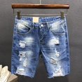 thumbnail image 3 of Pantalones cortos de mezclilla ajustados con gráficos rotos para hombre, pantalones vaqueros cortos ajustados multicolor para hombre, tendencia de diseñador de lujo 2024, ropa de calle retro Y2k, 3 of 5