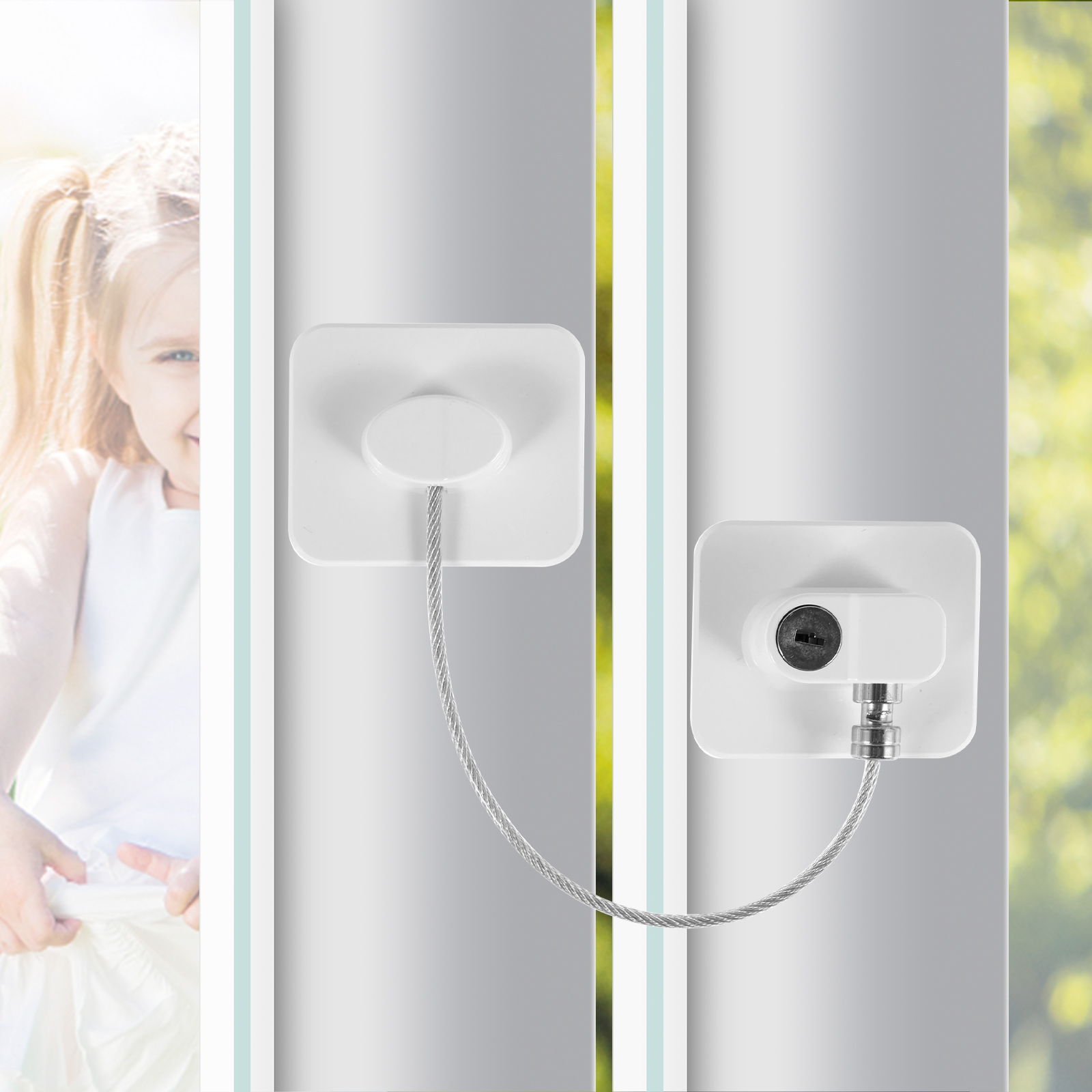12Pcs Window Restrictor Sturdy Door Restrictor Lock Window Safety Lock Enduring Childproof Security Lock with Key Baby Window Lock Cable Stop Children Falling for Home Window Drawer