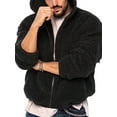 thumbnail image 2 of KelaJuan Men Winter Warm Jacket Casual Fleece Solid Color Zipper Hoodies with Pockets Trendy Loose Fit Coat Outwear, 2 of 6