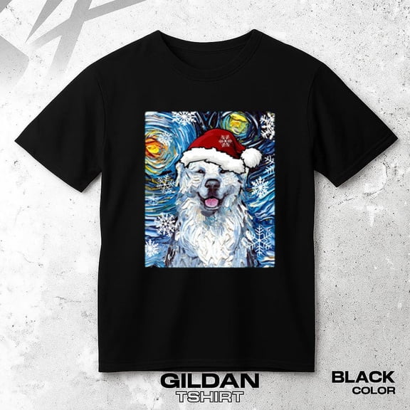 Great Pyrenees Holiday Unisex T-Shirt Dog Lover Retro Christmas Winter Fun, up to size 5XL.