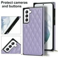 thumbnail image 2 of Dteck Case for Samsung Galaxy S21 6.2-inch,Luxury Leather Hybrid Rubber Shockproof Case Crossbody Back Cover with Shoulder Chain Strap (about 1m),Purple, 2 of 9
