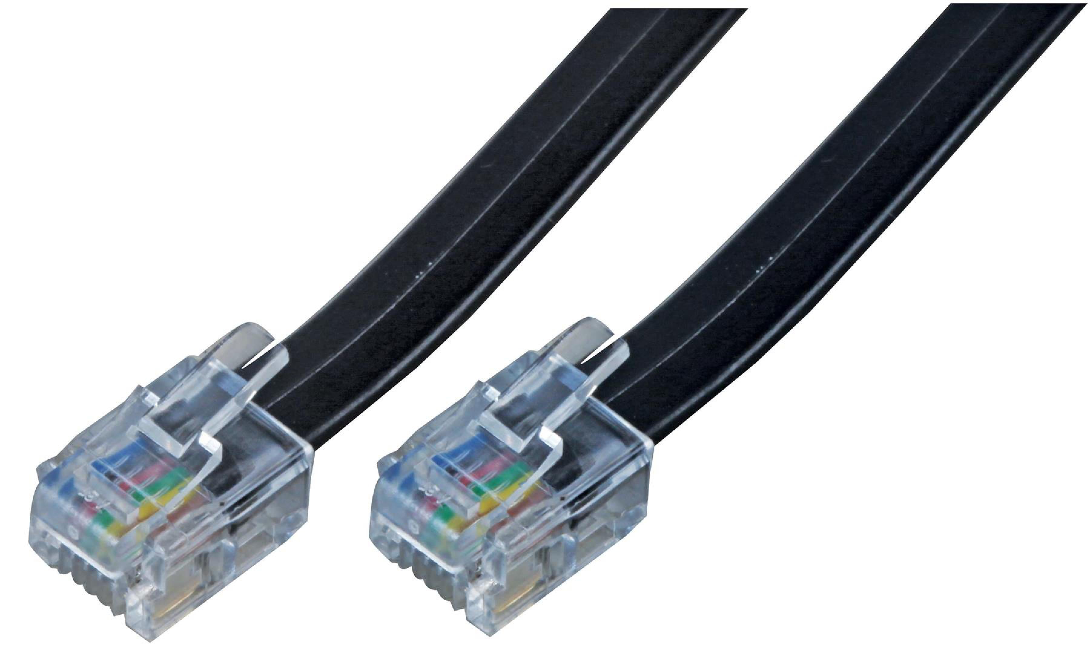 PRO SIGNAL - RJ12 Male to RJ12 Male Modular Link Lead, 2m Black