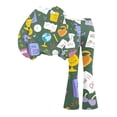 thumbnail image 7 of Grblisyd Back to School Outfits for Girls 2 Piece Tween Girl Clothes Cute Stationery Print Top and Flared Pants Sets, 7 of 7