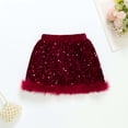 thumbnail image 5 of LYHaoo Girl's Stunning Girls Glitter Short Skirt With For Party Satin Ivory Tone Comfortable Everyday Wear，Girls Lace Dresses Sizes 5-6 Years Red, 5 of 5