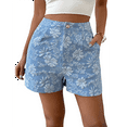 thumbnail image 3 of Gdvsclr Women'S Floral Jacquard Shorts High Waisted Boho Summer Shorts with Pocket  Blue M, 3 of 6