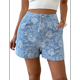 thumbnail image 3 of Shorts Bohemios de Verano con Cintura Alta y Bolsillo para Mujer, de Jacquard Floral Azul XXL, 3 of 8