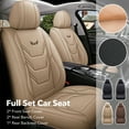 thumbnail image 4 of PEPWELL Full Set 5-Seat Car Seat Covers, PU Leather Full Surrounded Protector Pad - Waterproof & Anti-Scratch, Universal Fit for Most Sedans, SUVs & Pick-up Trucks, 4 of 15