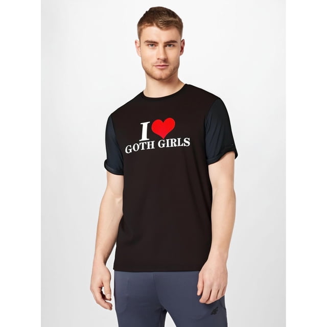 I Love Goth Girls Print, Men's Graphic Design Crew Neck Novel T-shirt, Casual Comfy Tees T-shirts for Summer, Men's Clothing Tops for Daily Vacation Resorts