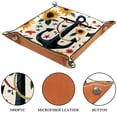 thumbnail image 3 of Women Girls Leather Square Dish Trinket Plate Jewelry Tray for Mothers Day Birthday Gift, Sunflowers Anchors Pattern, 3 of 6