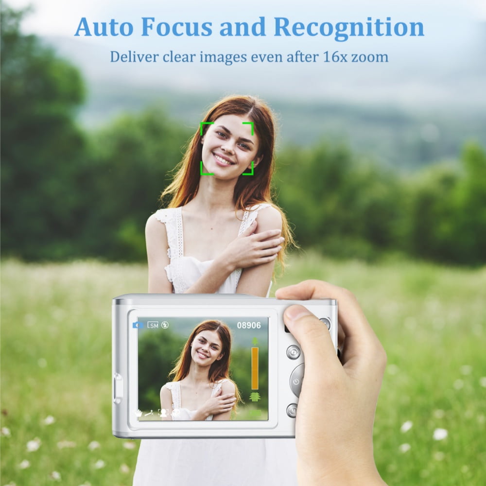 Digital Camera,4K 48 MP Auto Focus Camera Selfie with Front and Rear Dual Lens with 32GB Card and 1 Batteries,16x Digital Zoom,Mini Travel Blog Camera for beginners