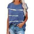 thumbnail image 2 of CHGBMOK T-Shirts Grande Taille Chemises pour Femmes Mode Femmes Décontracté Ample Imprimé Col Rond Manches Courtes T-Shirt Blouse Rayée Été Plage Hauts en Liquidation, 2 of 5