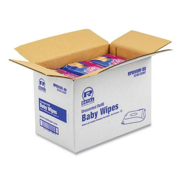 Baby Wipes Refill Pack, 8 x 7, Unscented, White, 80/Pack, 12 Packs/Carton Baby Wipes Refill Pack, 8 x 7, Unscented, White, 80/Pack, 12 Packs/Carton