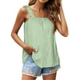 thumbnail image 1 of Más Tamaño Camisetas Sin Mangas Para Las Mujeres Chaleco de tirantes de color sólido para mujer Top sin mangas suelto con cuello cuadrado Lindo verano (GN2, XXL), 1 of 7