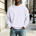 thumbnail image 2 of Fabrcox Mens Fleece Sweatshirt Crew Neck Long Sleeve Shirt Men Streetwear Outdoor Athletic Workout Fall Winter Warm Mens Pullover with Chest Pocket White L, 2 of 6