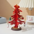 thumbnail image 2 of DIY Wooden Christmas Tree with Ornaments & Base, Rustic Tabletop Xmas Tree Centerpiece for Holiday Home Décor, Small Wood Christmas Tree Decoration for Desk, Mantel & Festive Display (Red), 2 of 3