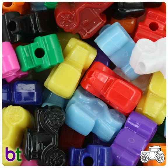BeadTin Multi Opaque 25mm Car Pony Beads (24pcs)