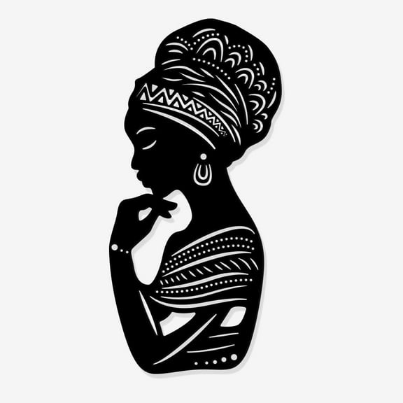 Africa Woman Art Wall Decor 11x5inch Iron Modern Wall Decor Female Home Hanging Drawing Wall Art Metal Wall Sculptures for Bedroom Living Room Black Colorful
