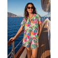thumbnail image 3 of PINKSIR 2 Piece Outfits for Women Hawaiian Tropical Print Button Down Shirt and Shorts Summer Beach Vacation Sets Resort Wear, 3 of 10