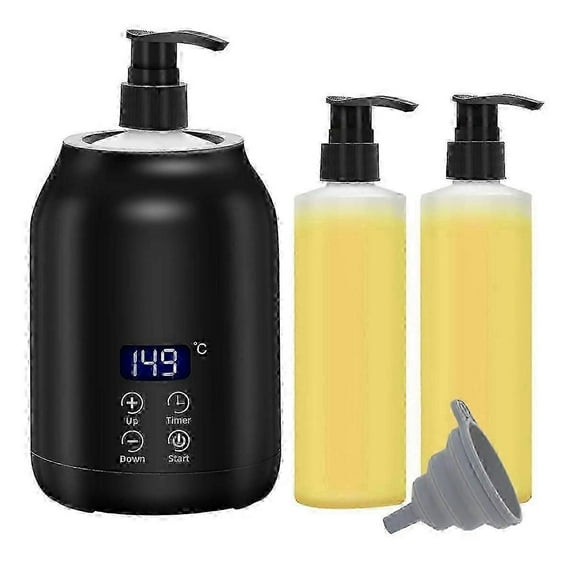 Massage Oil Warmer, Electric Massage Oil Digital Heater with Two Oil Bottles, Portable Lotion Heate
