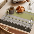 thumbnail image 3 of Sage Green Floral Placemats Set of 12 Modern Farmhouse Leaves Brown Striped Place Mats Indoor Wipeable Table Mats Washable Cloth Dining Table Placemats for Kitchen Holiday Party Home Decor 13x19 Inch, 3 of 9