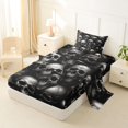 thumbnail image 2 of Homewish Horror Gothic Skull Twin Sheets,Halloween Themed Bedding,Gray,3pcs,1 Fitted Sheet and 1 Pillowcase, 2 of 6