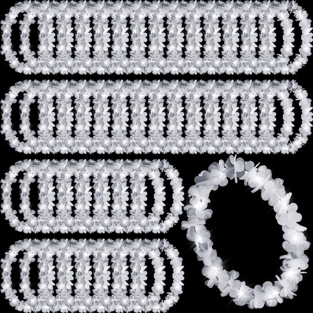 Leis LED hawaianos Garland Sherr, 48 unidades, con iluminación blanca
