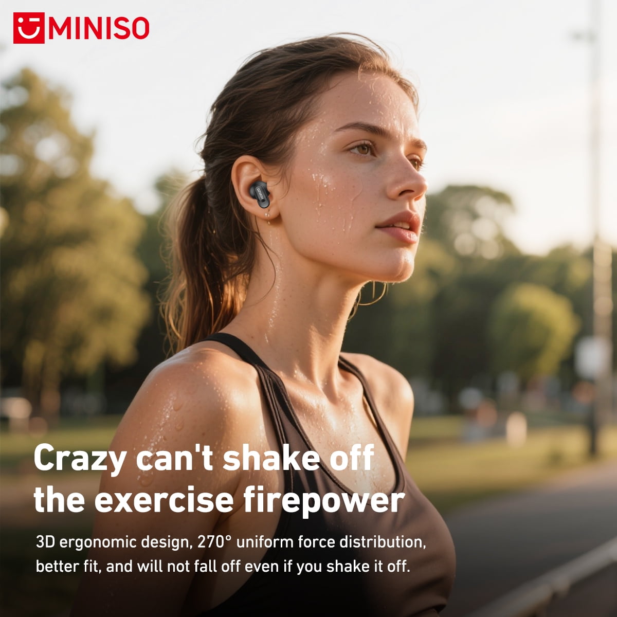 MINISO MS105 Wireless Bluetooth Earbuds, Mini In-Ear Headphones, Waterproof, Short Handle Design, for Work, Sports and Sleep, Black