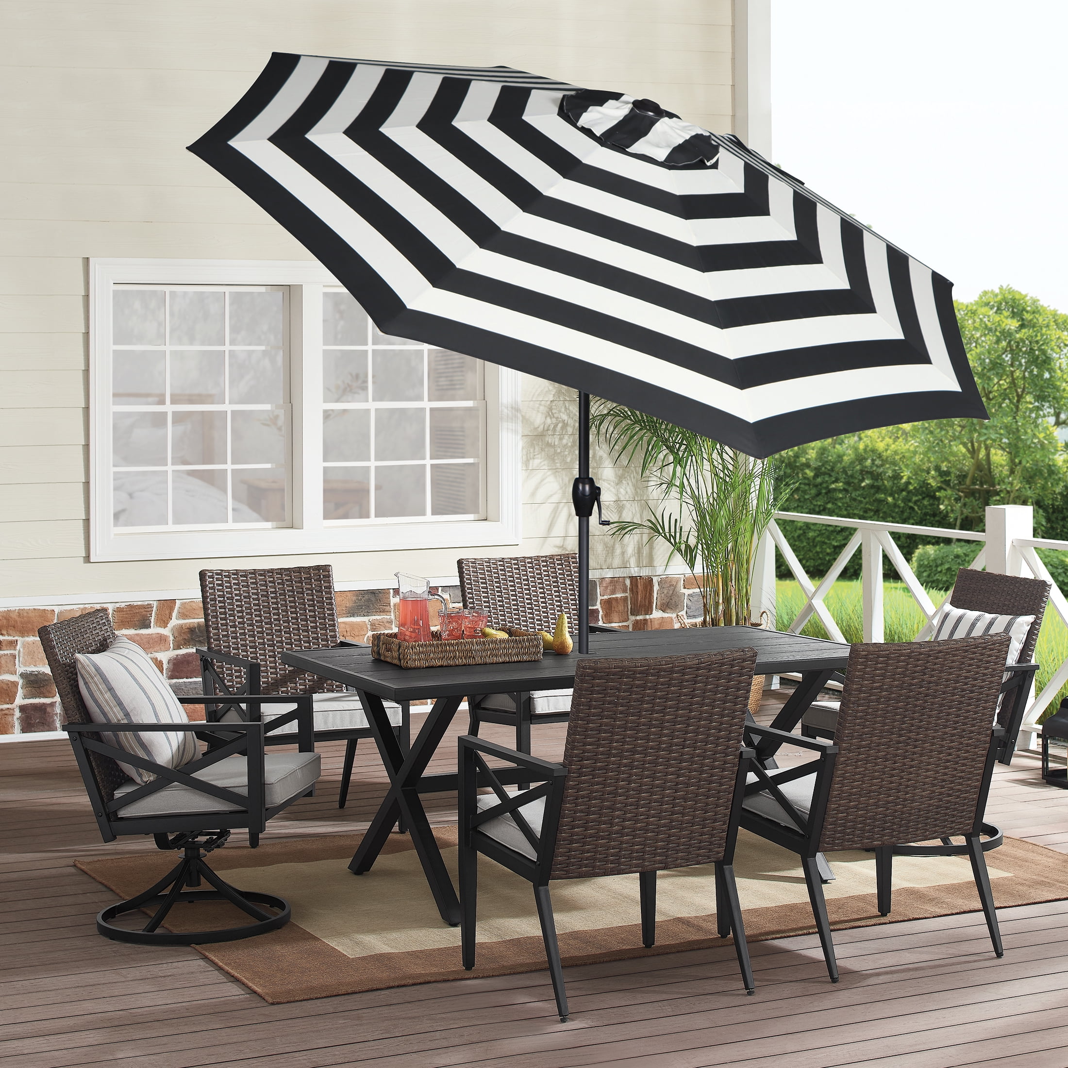 buy large patio umbrellas Alpha Joy 15ft Outdoor Patio Double-Sided Umbrella with Solar Lights UV  Protection Mint