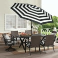 thumbnail image 3 of (2 pack) Mainstays 9 ft Black and White Cabana Stripe Round Market Patio Umbrella, Easy Crank, 3 of 7