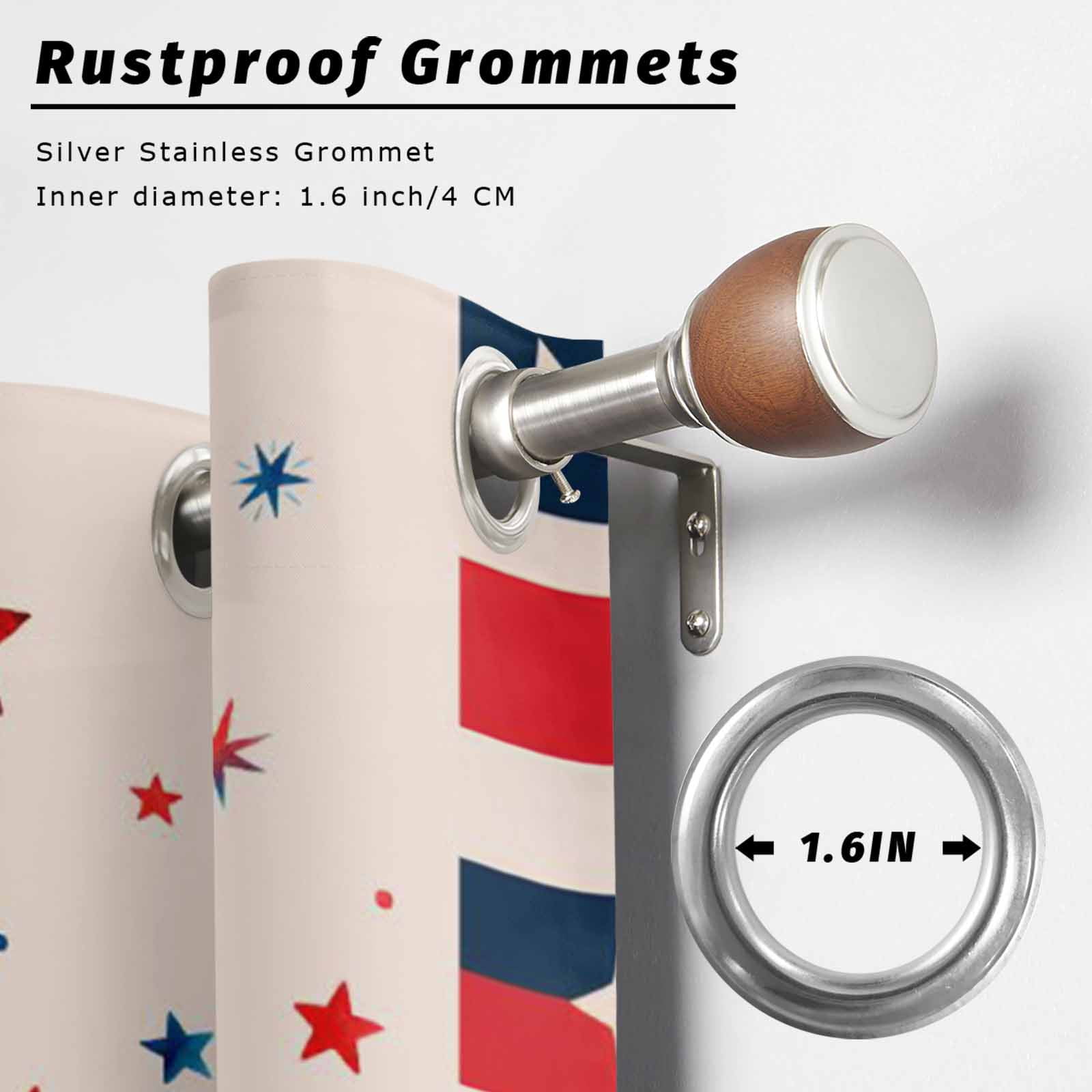 Independence Day Bow Outdoor Curtains for Patio, 4th of July US Flag Red Blue Stripe Star Sunshade Privacy Drapes Grommet Waterproof Outside Curtains for Porch/Cabana/Balcony 54"x 108", 1 Panel