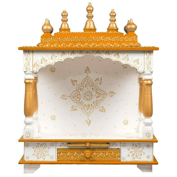 Wooden Temple Mandir Pooja Mandap Wall Hanging Handmade Multicolor Decorations