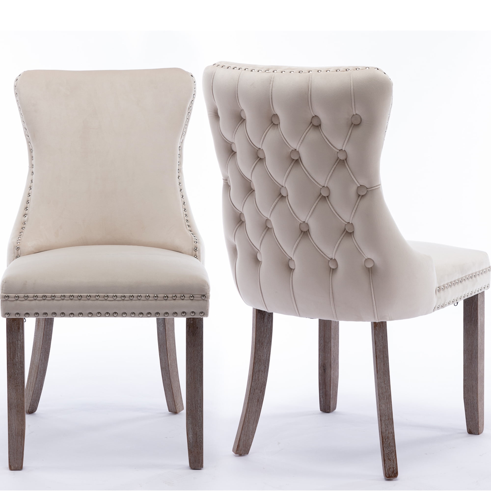 SYNGAR Velvet Dining Chairs Set of 2, Upholstered Wing Back Dining